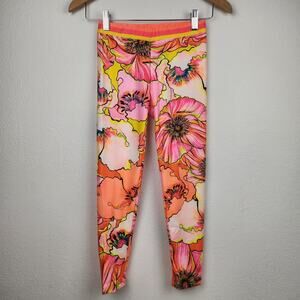 Agua Bendita Roni Sun Protection Pant in Praia Print Neon Pink Kids Size 10 NWT